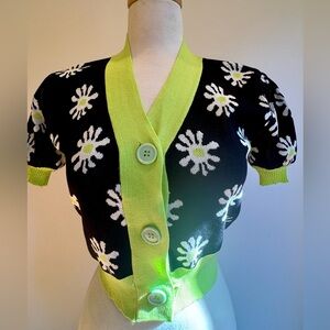 Black and Green Daisy Cardigan